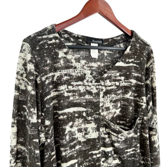 Moonlight by Y & S Large Wearable Art to Wear Black Gray Knit Blouse Shirt Top - Picture 3 of 6